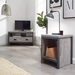 Boston Simple Lamp Table Grey Sturdy construction Distressed finish