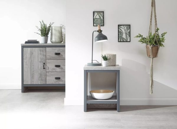 Boston Simple Lamp Table Grey Sturdy construction Distressed finish - Image 5