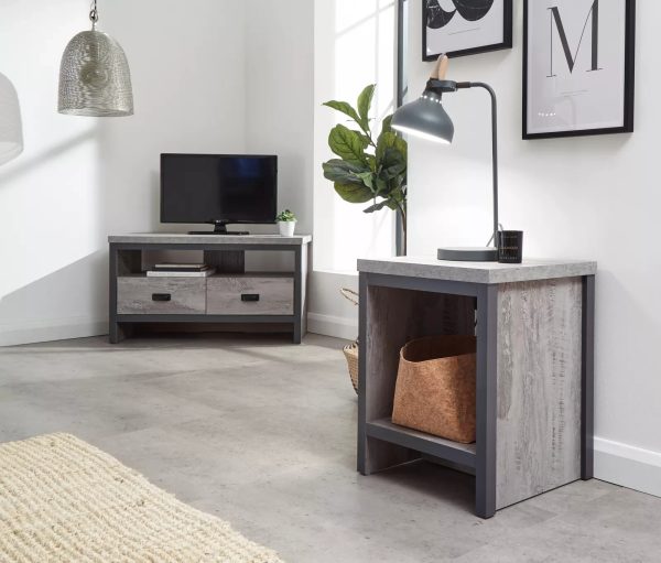 Boston Simple Lamp Table Grey Sturdy construction Distressed finish