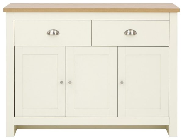 Cream and Oak 3 door 2 Drawer Large Sideboard Lancaster Range