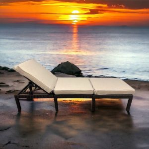 Dark Brown Rattan Sun Lounger Day Bed Recliner Garden Patio Furniture