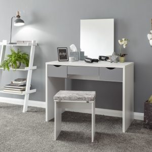 Dressing Table White and Grey 3 large drawers with mirror Elizabeth Dresser