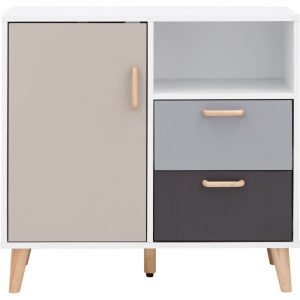 G DELTA TRENDY COMPACT 1 DOOR 2 DRAWER SIDEBOARD WHITE & GREY MULTI TONE STORAGE