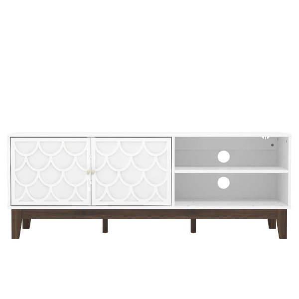 GFW Tipton White Contemporary TV Stand Cabinet Shelves & Two Doors Easy Assembly - Image 3