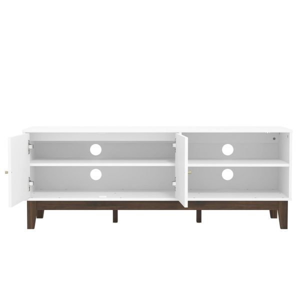 GFW Tipton White Contemporary TV Stand Cabinet Shelves & Two Doors Easy Assembly - Image 4