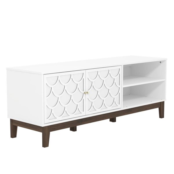 GFW Tipton White Contemporary TV Stand Cabinet Shelves & Two Doors Easy Assembly - Image 5