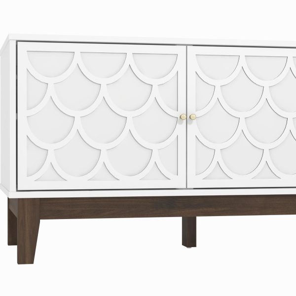 GFW Tipton White Contemporary TV Stand Cabinet Shelves & Two Doors Easy Assembly - Image 6