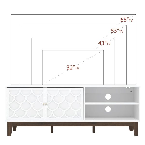 GFW Tipton White Contemporary TV Stand Cabinet Shelves & Two Doors Easy Assembly - Image 10