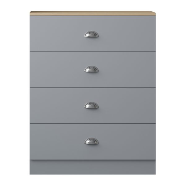 GREY & OAK 3 Piece Wardrobe Set Bedside 4 Drawer Chest Drawers Bedroom Furniture - Image 5