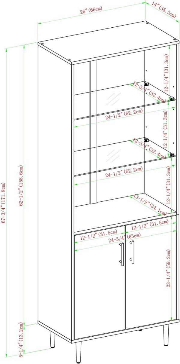 Hampton White Modern  2 door Bookcase 3 Shelves Tall Shelf display unit - Image 8