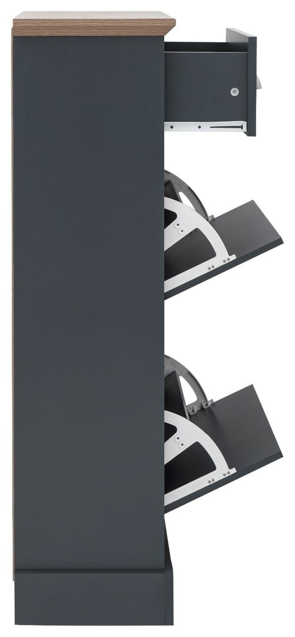 KENDAL DELUXE SHOE CABINET SLATE BLUE DRAWER & PULL OUT - Image 7
