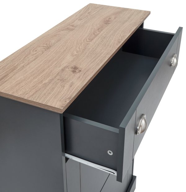 KENDAL DELUXE SHOE CABINET SLATE BLUE DRAWER & PULL OUT - Image 8