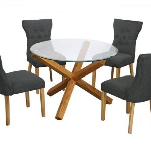LPD - Oporto Medium Size Dining Table Set With 4 Naples Grey Chairs