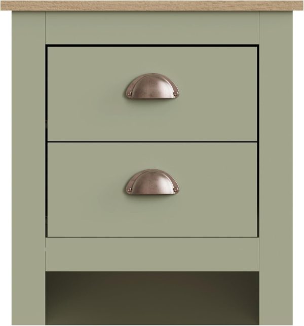 Lancaster 3 Piece bedroom set 2 Door Wardrobe Bedside cab 4 drawer chest - Sage - Image 8