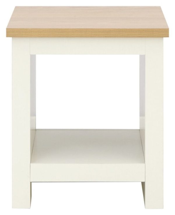 Lancaster Cream and Oak Lamp Table With Shelf MINOR GRADED - Image 3