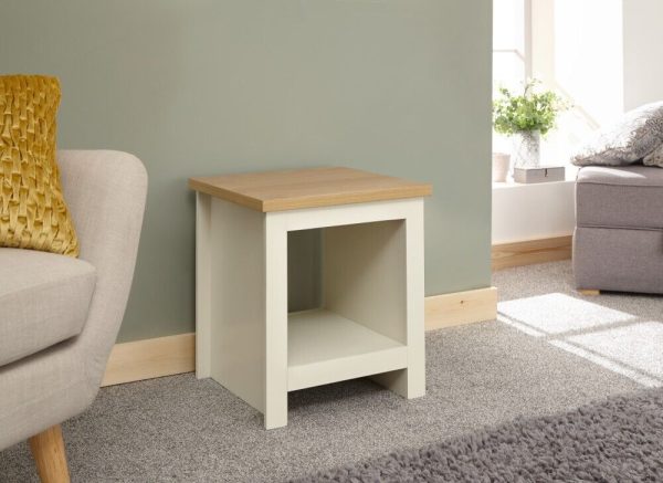 Lancaster Cream and Oak Lamp Table With Shelf MINOR GRADED - Image 9