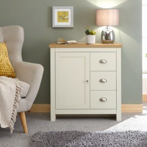 Lancaster Small Sideboard MULTI 1 door 3 drawer Cream Oak