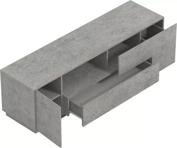 Large Grey 1 Door TV Media Unit with Drawers Shelves unusual stunning design - Image 6