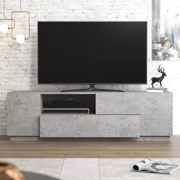 Large Grey 1 Door TV Media Unit with Drawers Shelves unusual stunning design - Image 7