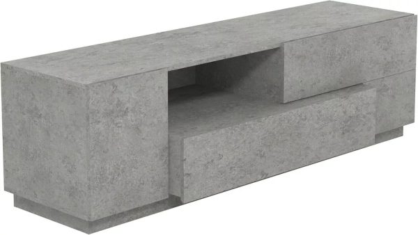 Large Grey 1 Door TV Media Unit with Drawers Shelves unusual stunning design