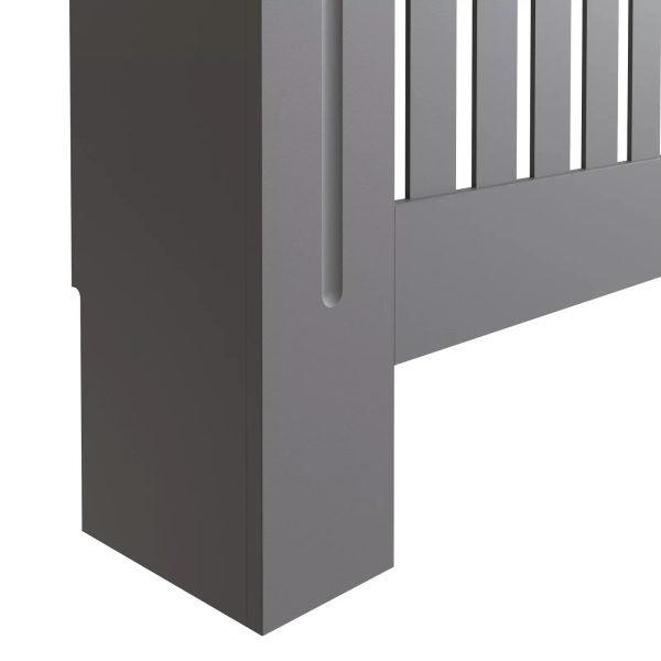 Longslow Extra Large Radiator Cover Grey MDF Slatted Wood Top Shelf Storage - Image 3