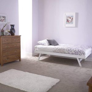Madrid White Single Under Bed Trundle Only mattress not included