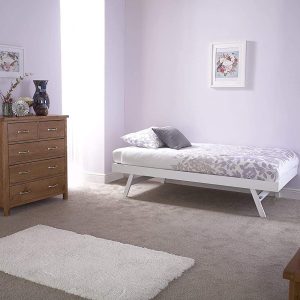 Madrid White Single Under Bed Trundle Only mattress not included