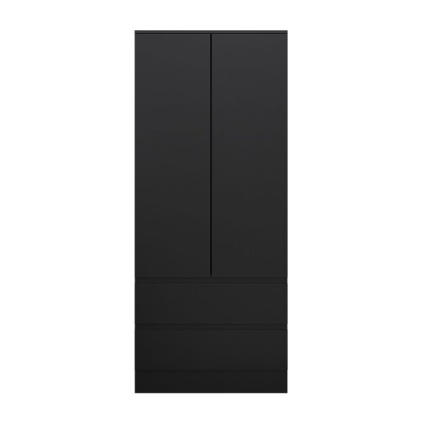 Matt Black 2 Door 2 drawer Combi Wardrobe Scratch Resistant Soft Close - Image 4