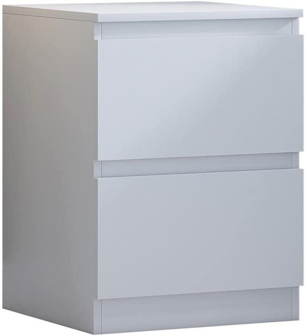 Matt White Bedside Chest 2 Drawer Lamp Table Bedroom Furniture Scratch Resistant - Image 3