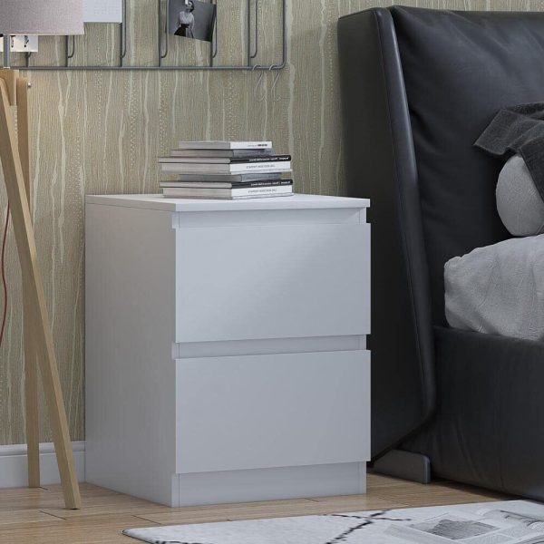 Matt White Bedside Chest 2 Drawer Lamp Table Bedroom Furniture Scratch Resistant