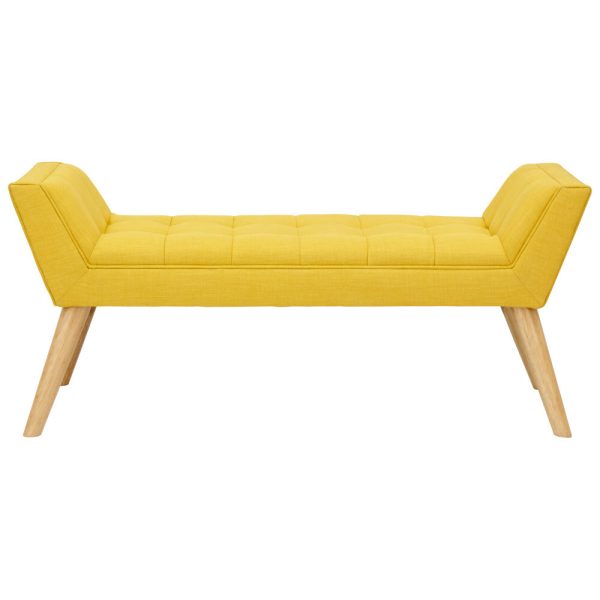 Milan Window Seat Bench Fabric Retro Styled Legs Mustard Yellow - Image 3