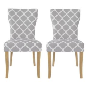 Pair of Grey Fabric and Oak Dining Chairs Lovely chairs