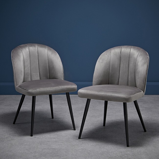 Pair of Orla chair Bedroom Lounge Dining Occasional chairs Grey