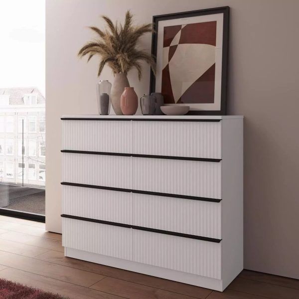 Ripple Effect White 8 Drawer Chest Of Drawers Scalloped Fronts Melamine coating - Image 3