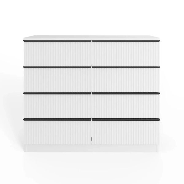 Ripple Effect White 8 Drawer Chest Of Drawers Scalloped Fronts Melamine coating - Image 5