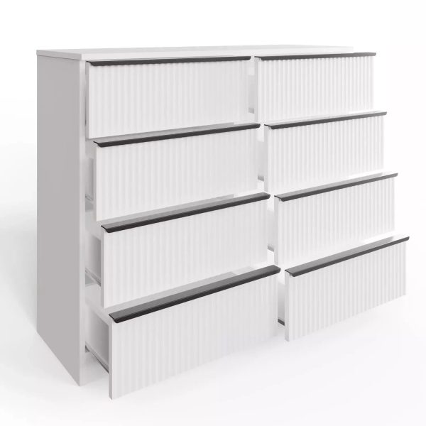 Ripple Effect White 8 Drawer Chest Of Drawers Scalloped Fronts Melamine coating - Image 7