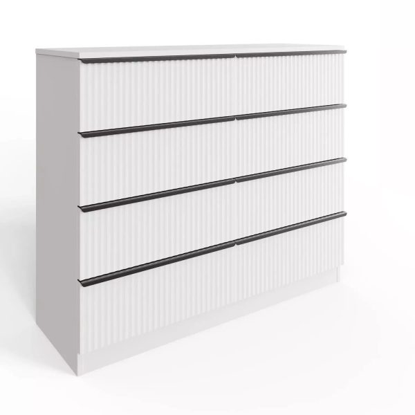 Ripple Effect White 8 Drawer Chest Of Drawers Scalloped Fronts Melamine coating - Image 8