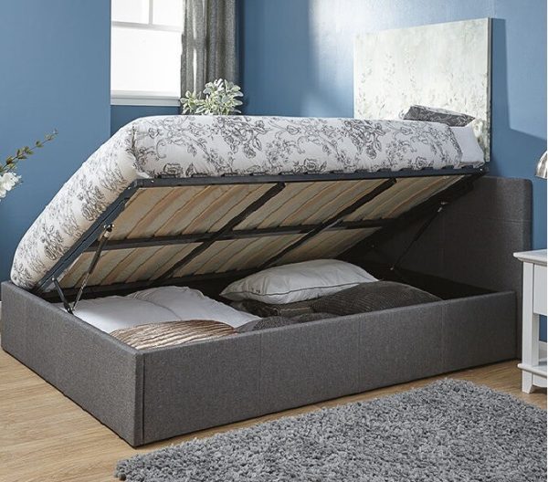 Silver Side Lift 5ft King Ottoman Quality Fabric gas lift up storage bed - Image 3