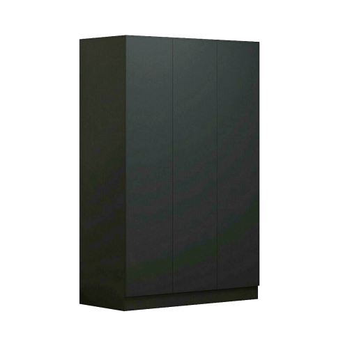 Stora 120cm Modern Bedroom 3 Door Wardrobe with Storage Shelves Matt Black
