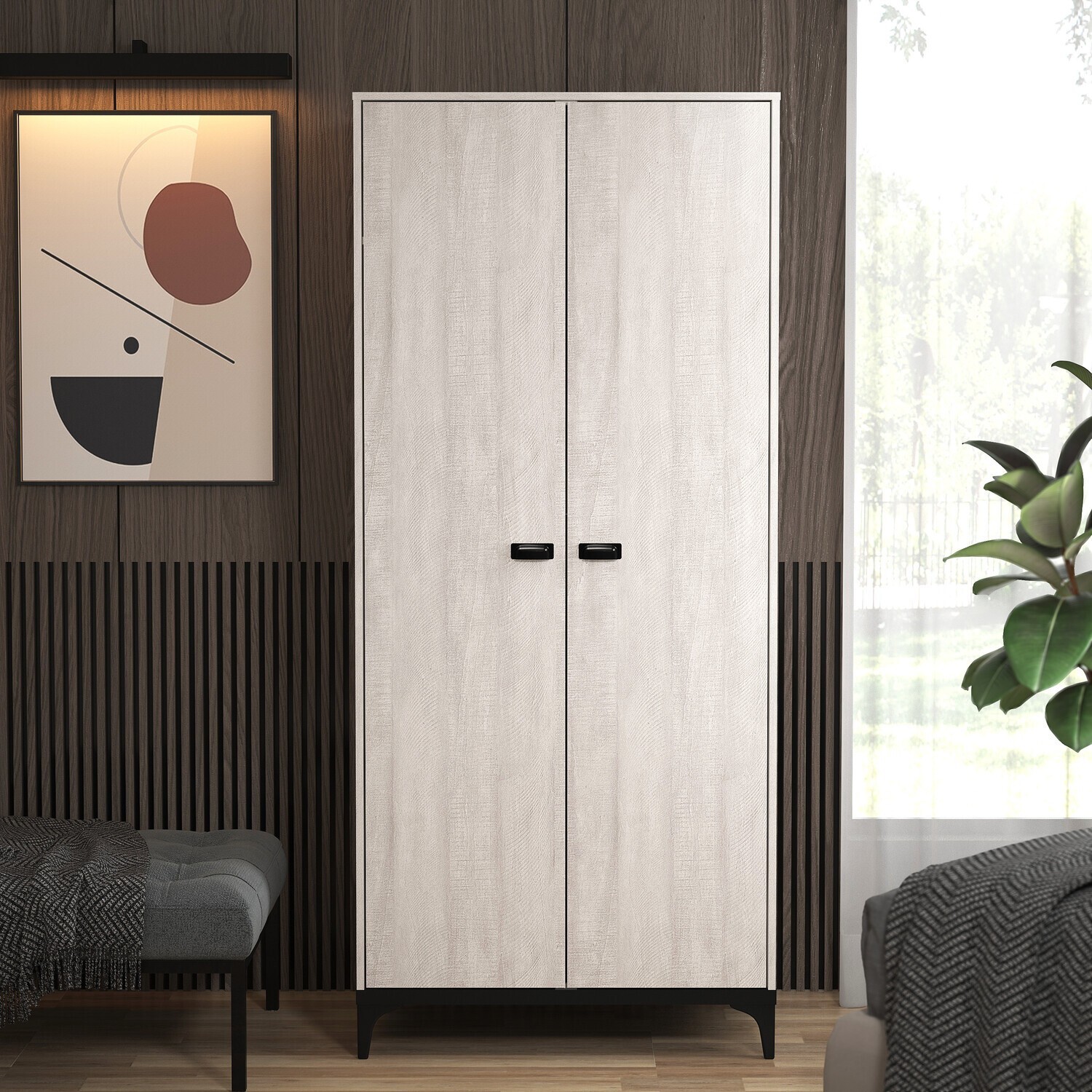 Truro 2 door Wardrobe, Quality materials Dusty Grey Oak 180 x 79 x 51