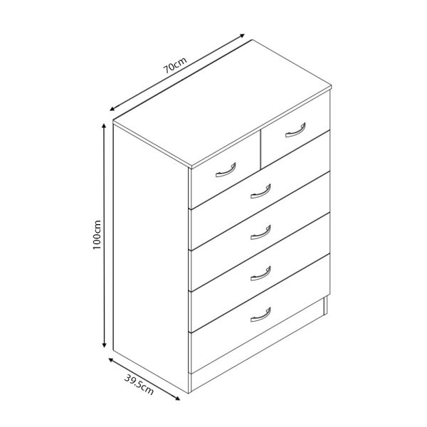 White 6 Drawer Chest Wide Tall Gloss Fronts Metal handles Scratch Resistant - Image 5