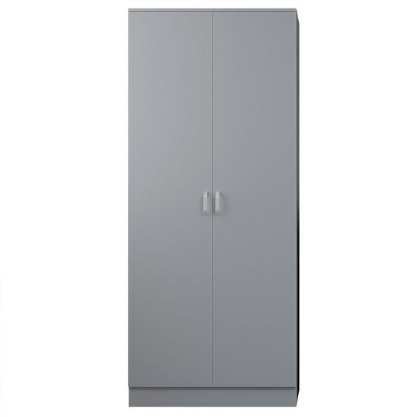 2 Door Wardrobe Bedroom Furniture Metal T-Bar Handles Grey