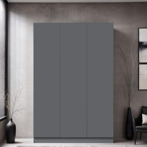 3 Door Wardrobe Triple Doors Dark Matt Grey Bedroom Storage scratch resistant - Image 3
