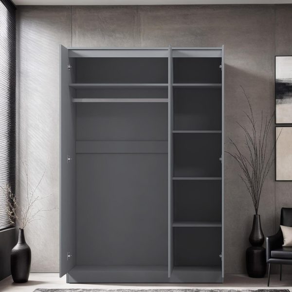 3 Door Wardrobe Triple Doors Dark Matt Grey Bedroom Storage scratch resistant - Image 4