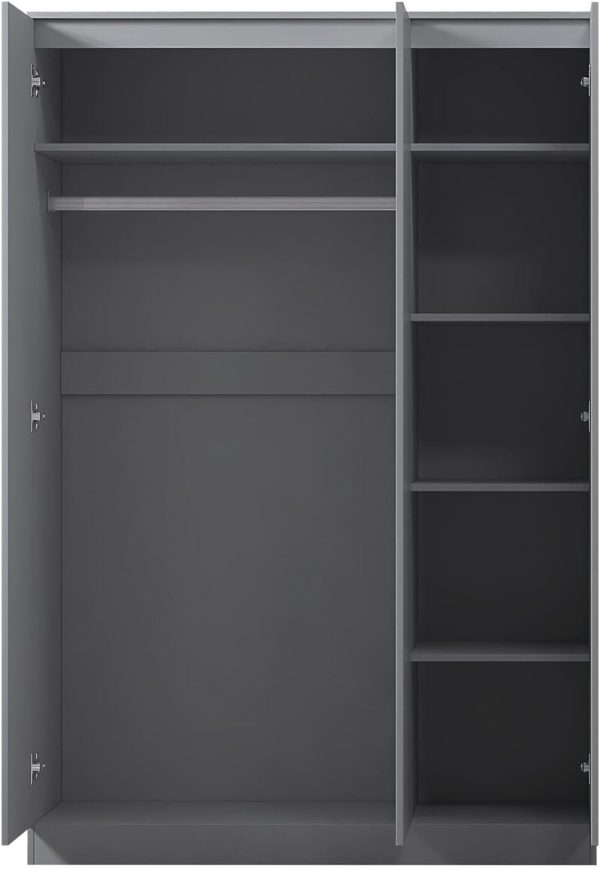 3 Door Wardrobe Triple Doors Dark Matt Grey Bedroom Storage scratch resistant - Image 5
