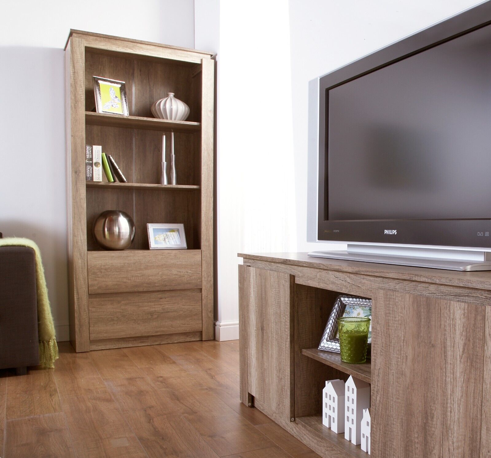 Canyon Tall Display 2 Drawer 3 Shelf  Bookcase Living room range oak