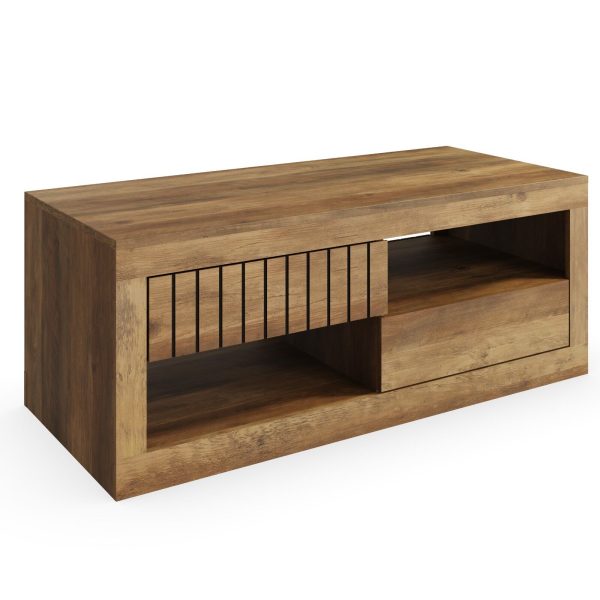 Cartmel 2 Drawer Storage Coffee Table Under Shelf Knotty Oak Graded Ex Demo - Image 4