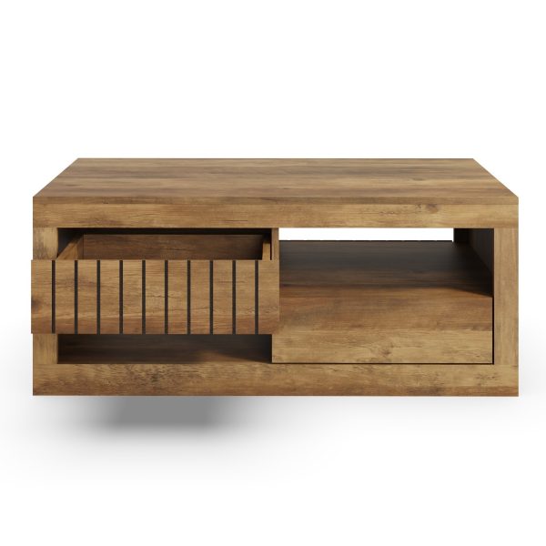 Cartmel 2 Drawer Storage Coffee Table Under Shelf Knotty Oak Graded Ex Demo - Image 7