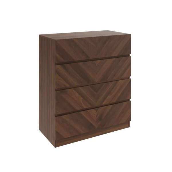 Catania 4 Drawer Chest Royal Walnut Iconic Herringbone design - Image 3