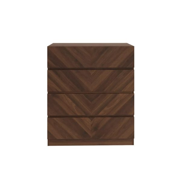 Catania 4 Drawer Chest Royal Walnut Iconic Herringbone design - Image 4